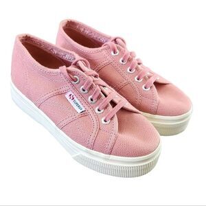 Superga Kids Platform Spring Fashion Sneakers Pink Canvas Girls US 12.5, EU 30